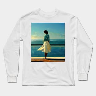 Calm peaceful woman in a tranquil setting Long Sleeve T-Shirt